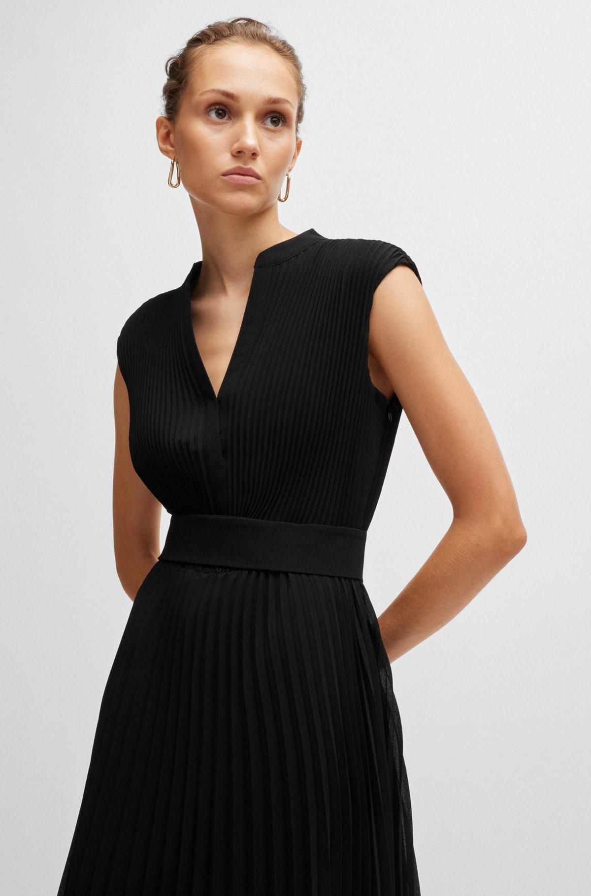 Plissé-crepe dress with notch neckline Product Image