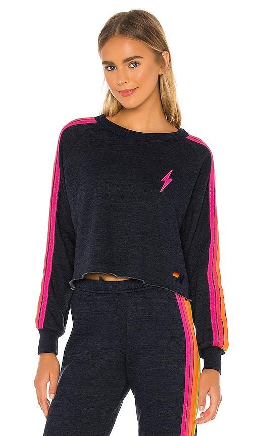 Aviator Nation Striped Cropped Sweatshirt Product Image