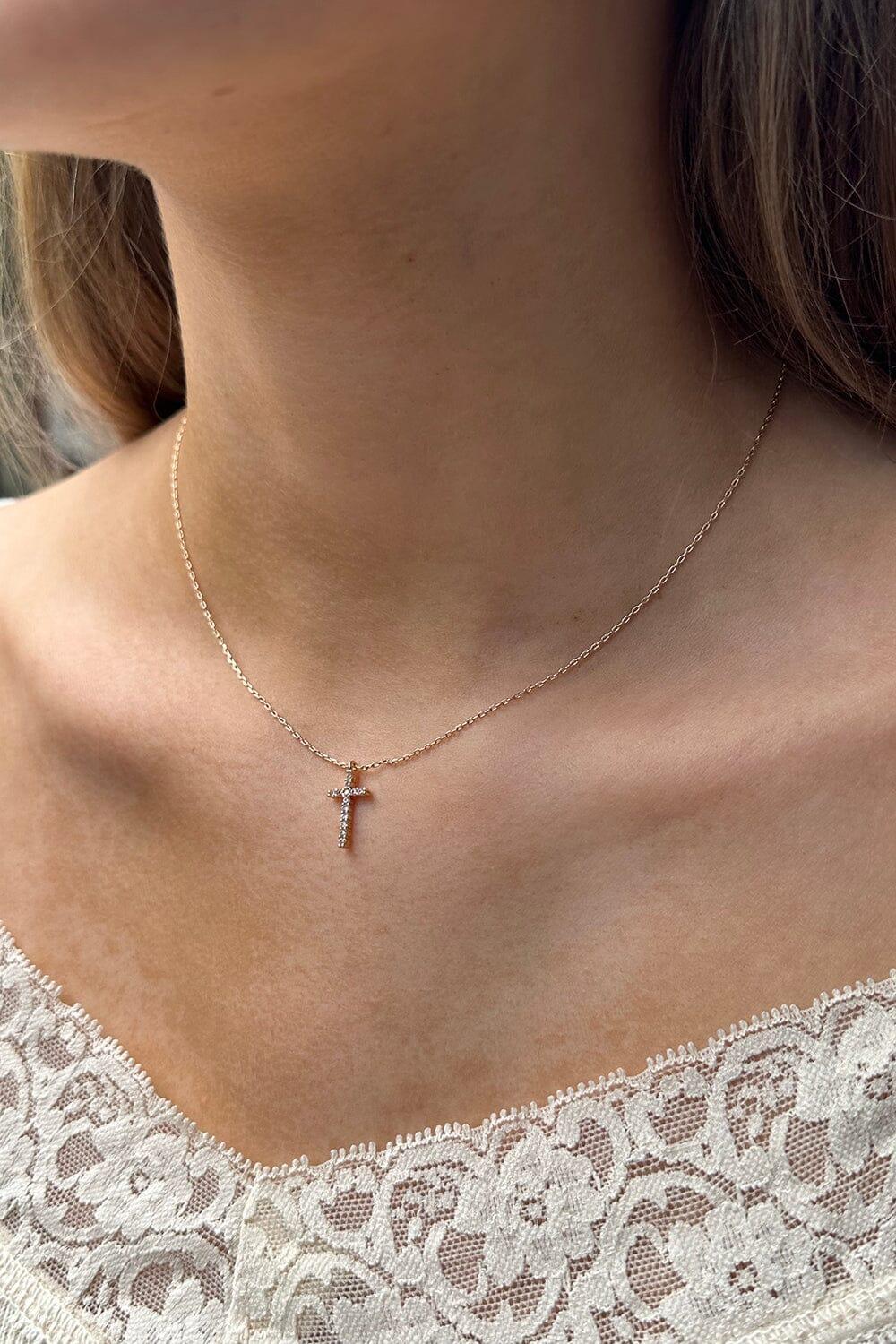 Rhinestone Cross Necklace Product Image