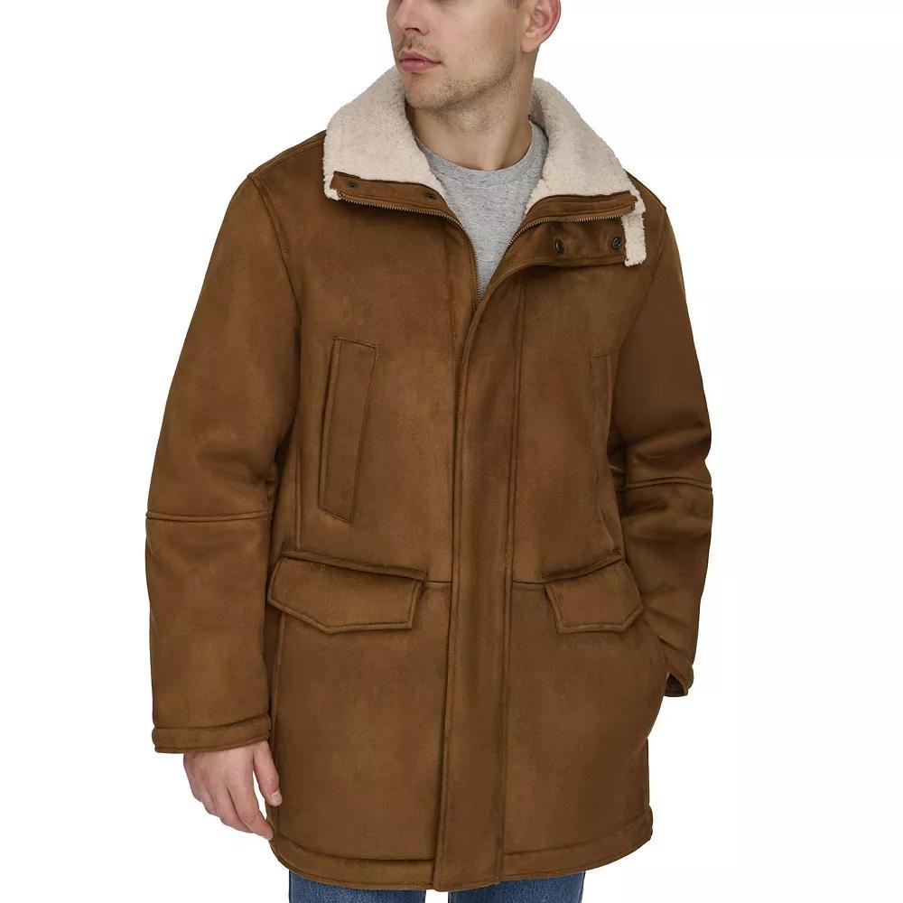 Men's Dockers® Faux Shearling 34" Walking Coat, Size: Medium, Dark Brown Product Image