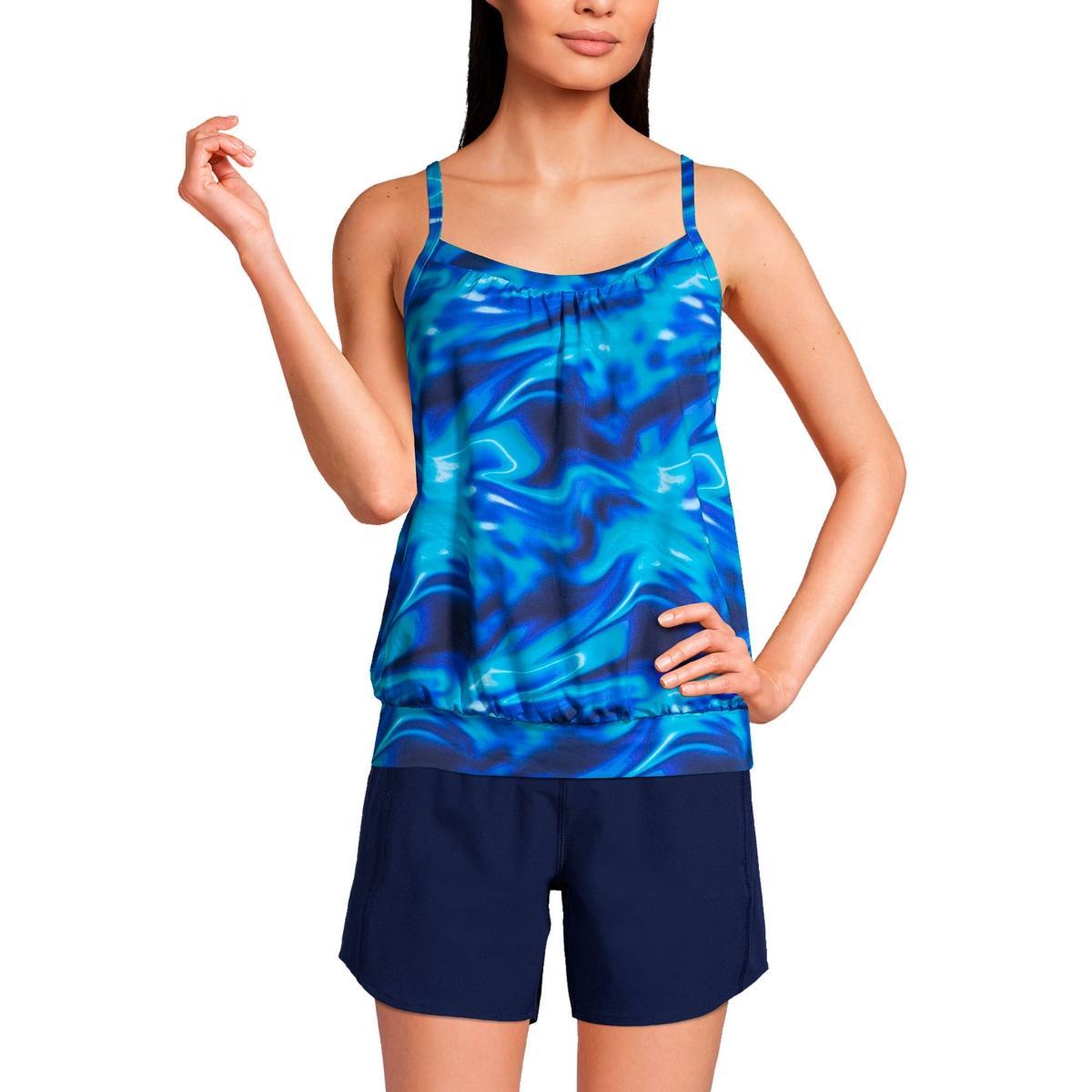 Women's Lands' End UPF 50 Blouson Tankini Swimsuit Top, Size: 6, Black Product Image