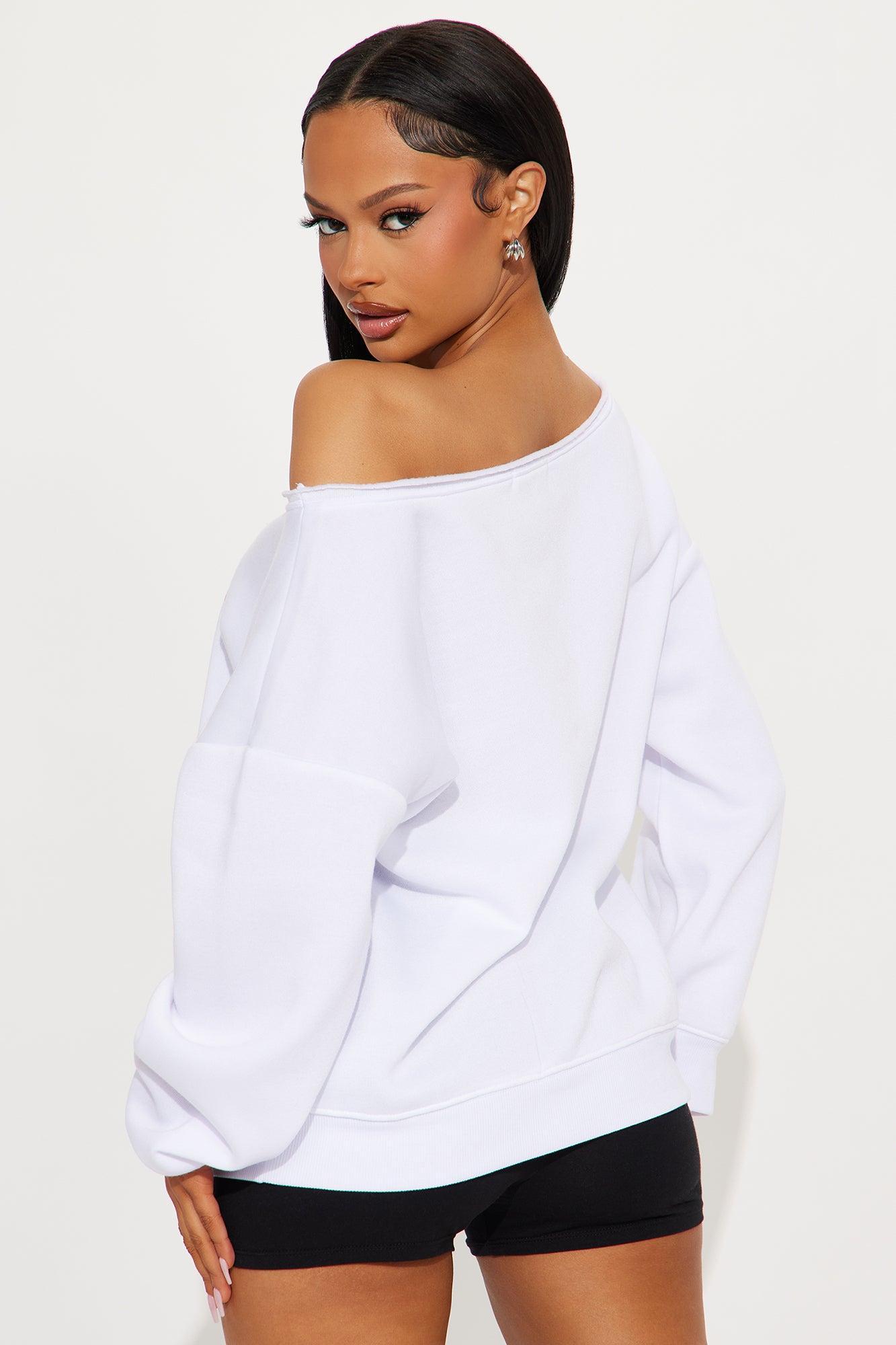 American Babe Cherry Crew Neck Sweatshirt - White Product Image
