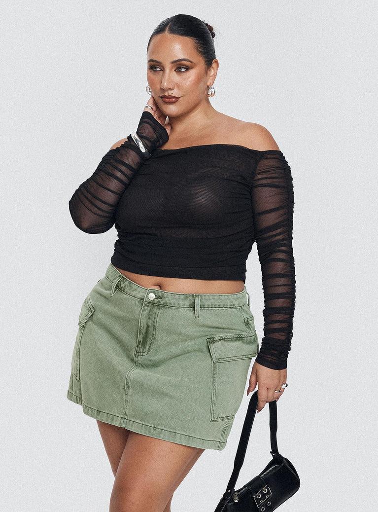 Zakai Cargo Denim Mini Skirt Green Curve Product Image