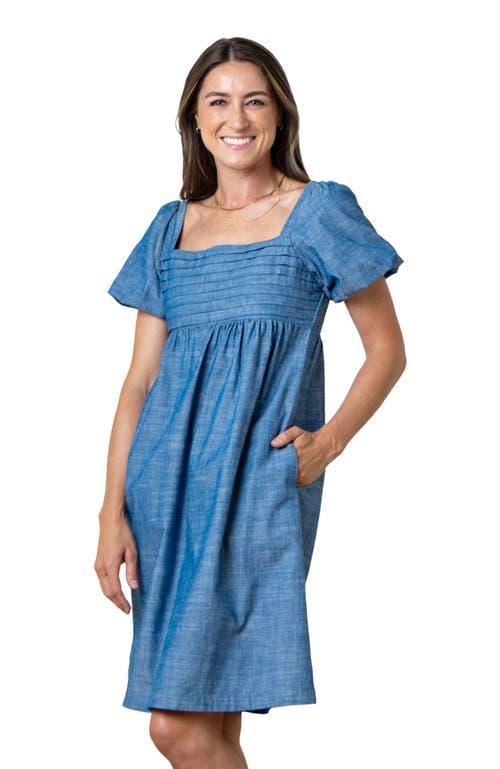Hope & Henry Women's Organic Ruched Chambray Dress in Pleated Chambray at Nordstrom, Size 6 Product Image