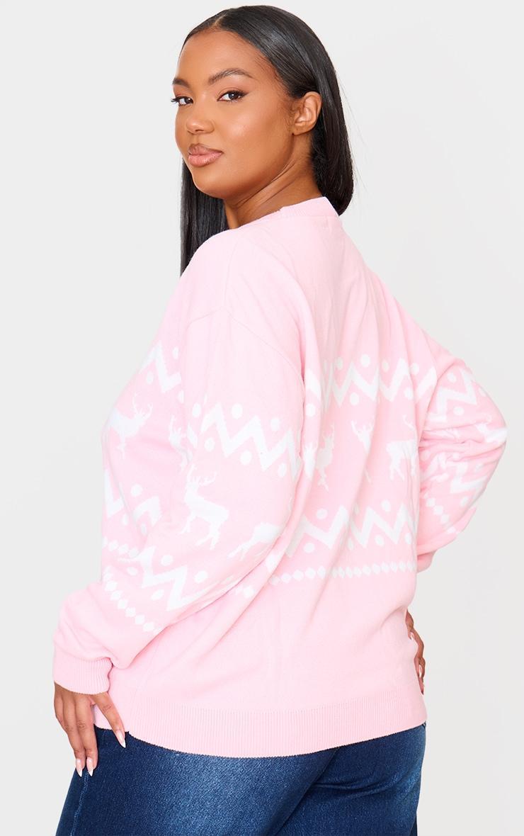 Plus Pink Oversized Fairisle Panel Christmas Sweater Product Image