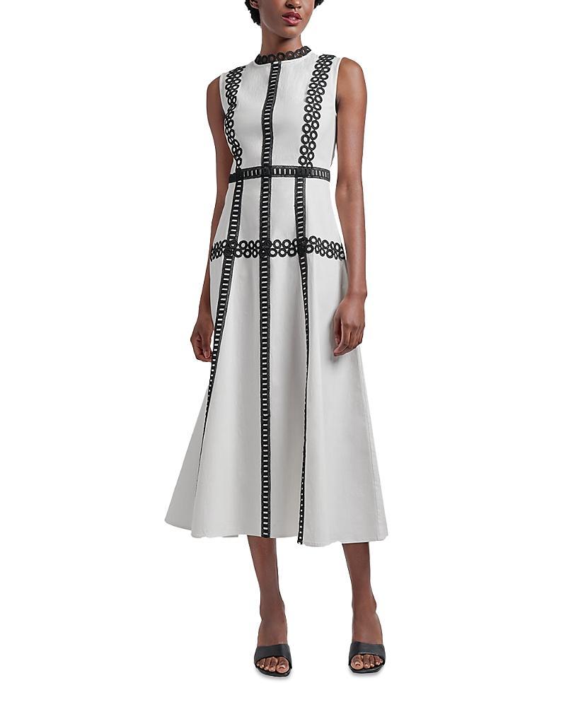 Womens Eyelet-Embroidered Modern-Fit Fit & Flare Maxi Dress Product Image
