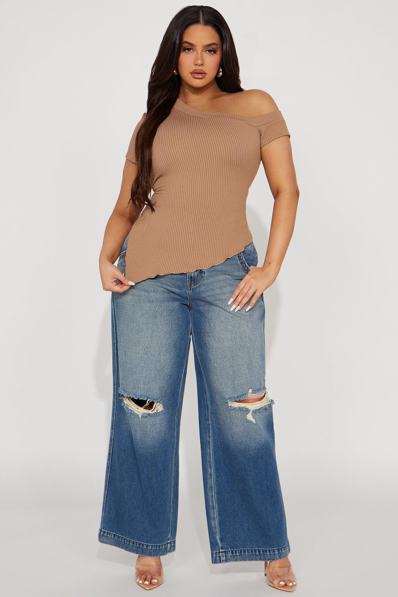 Isabella One Shoulder Top - Taupe Product Image