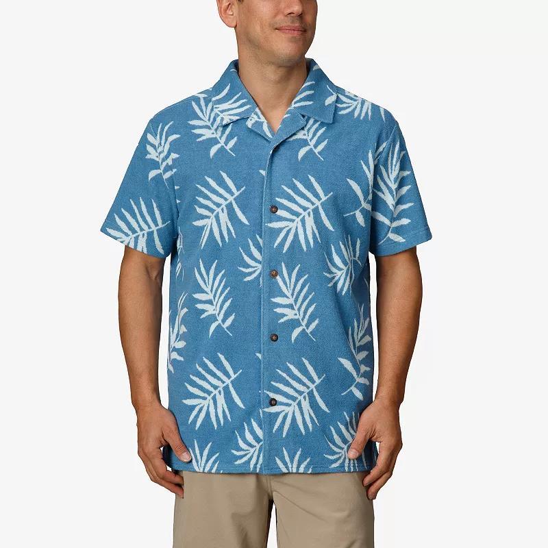 Men's REEF Terry Short Sleeve Button-Down Shirt, Size: Medium, Parisian Blue Product Image