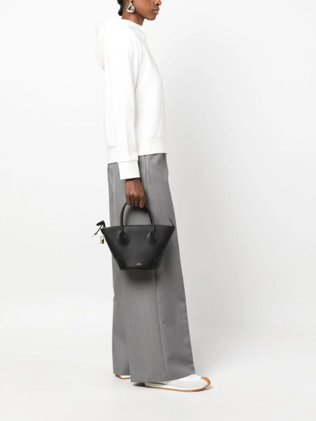APC Logo-print Leather Tote Bag In Schwarz Product Image