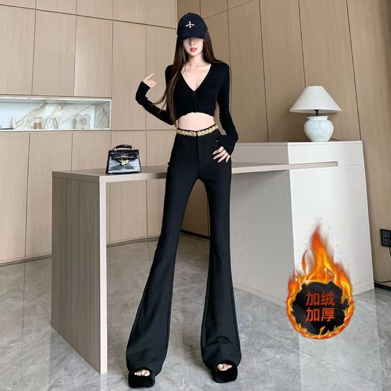 High Rise Plain Flared Pants Product Image