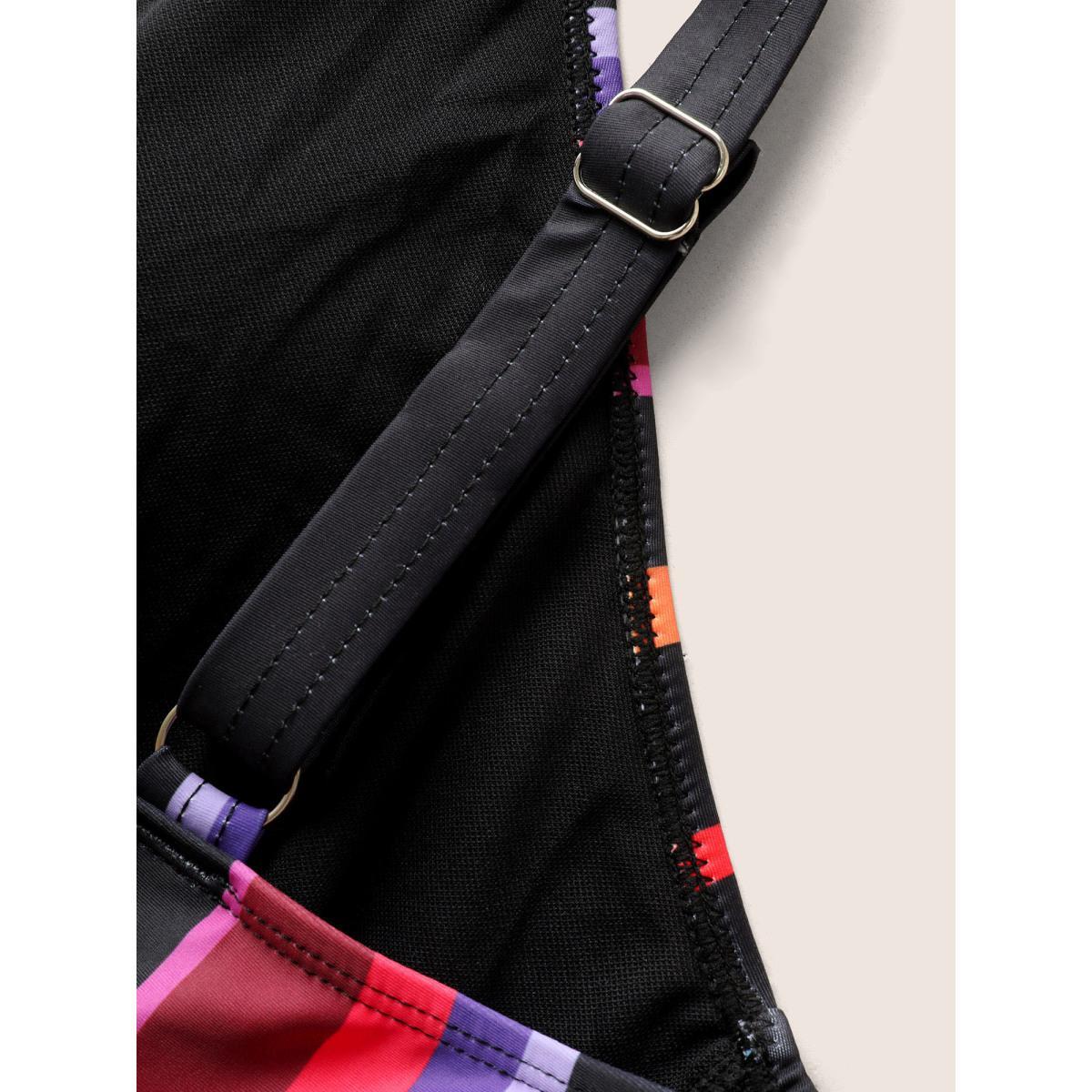Plus Size Contrast Striped Tie Knot One Piece Swimsuit Women's Swimwear Multicolor Beach Tie knot Curve Bathing Suits High stretch One Pieces BloomChic 12/L Product Image