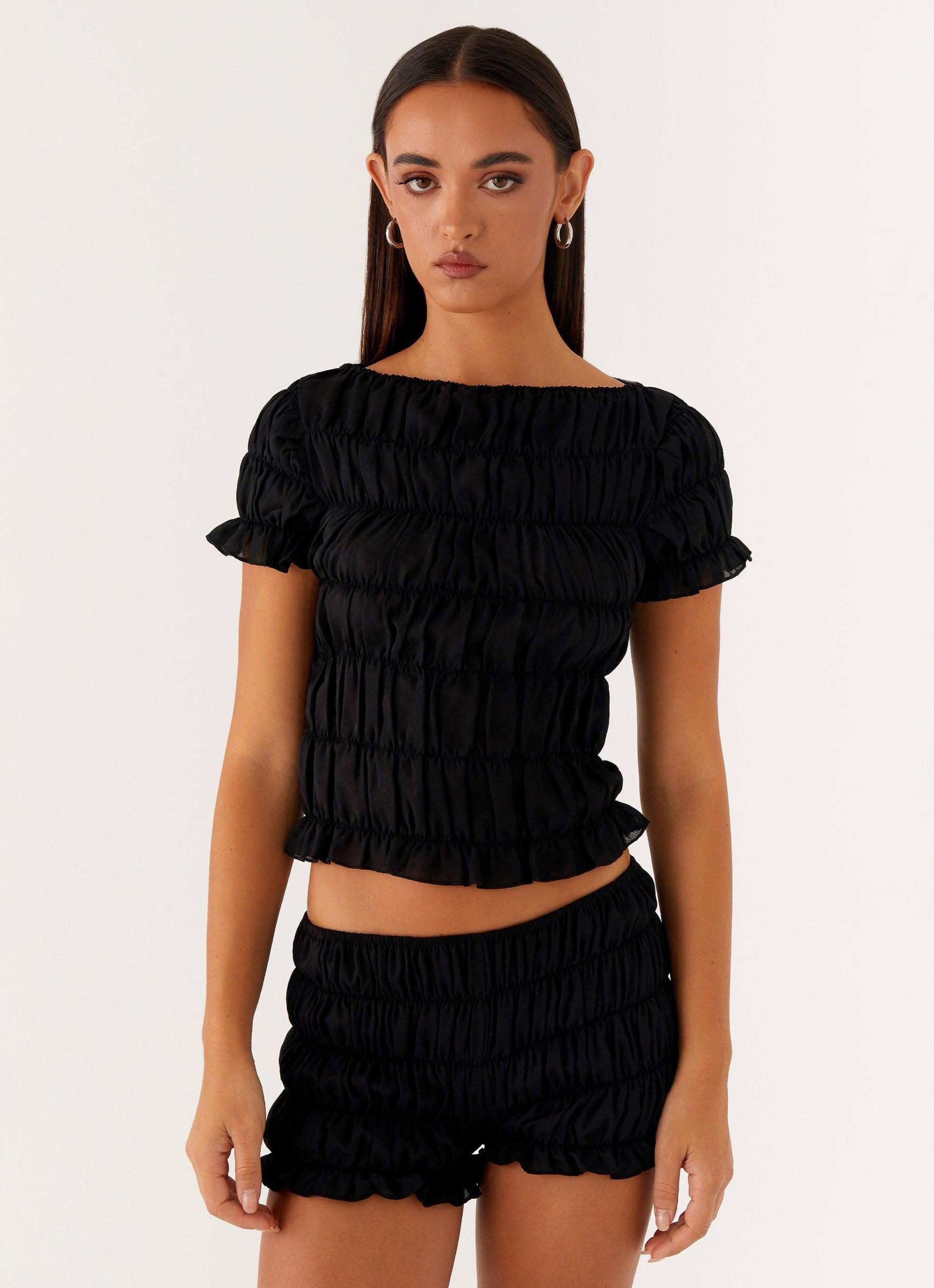 Mateo Ruched Top - Black Product Image