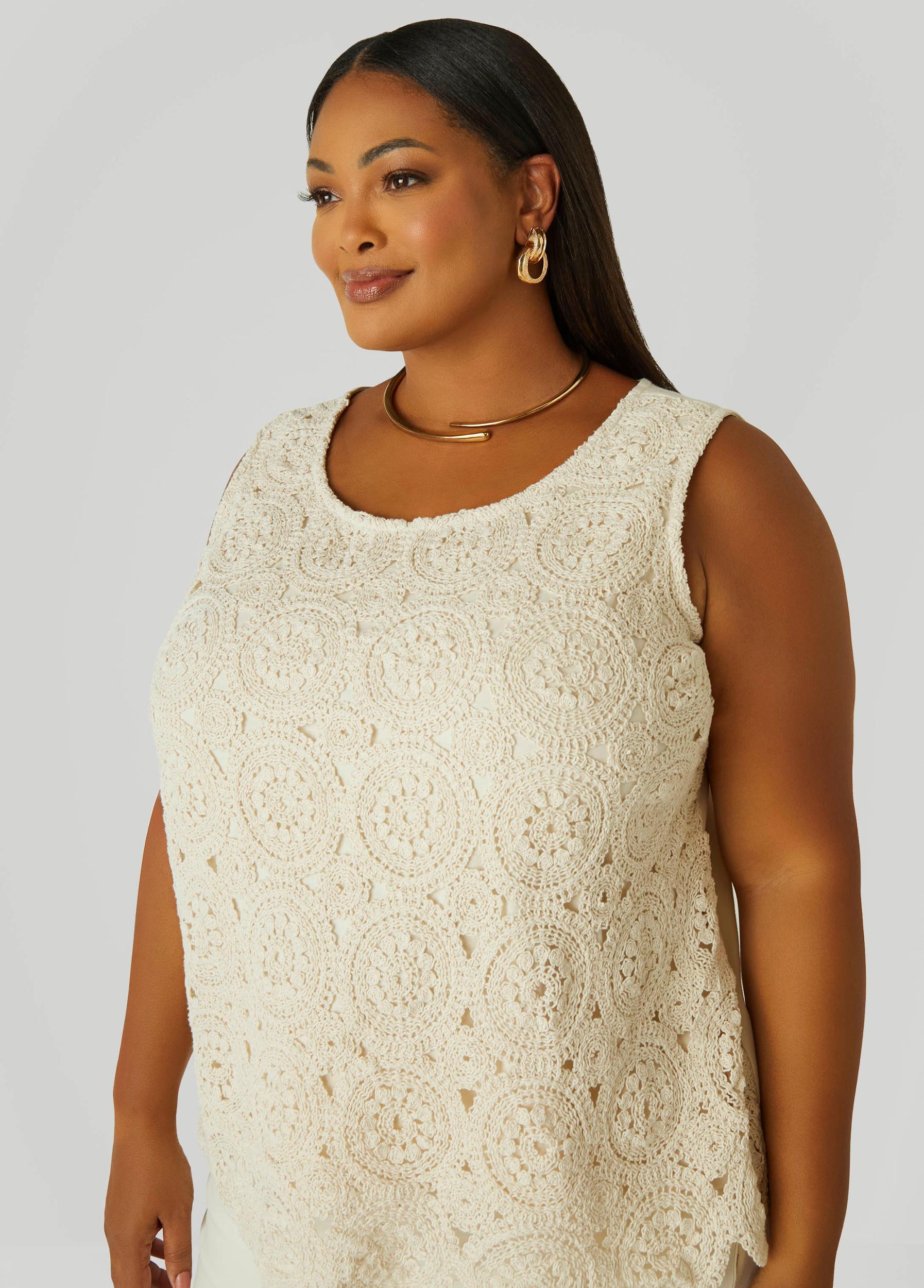 Crochet Paneled Jersey Tank Product Image