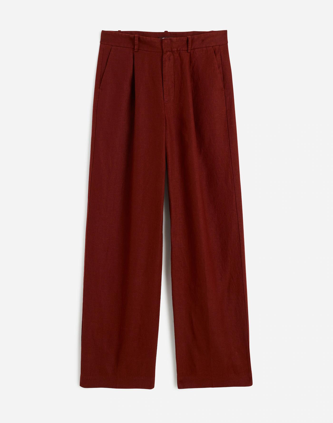 Slouchy Straight Pants in 100% Linen Product Image