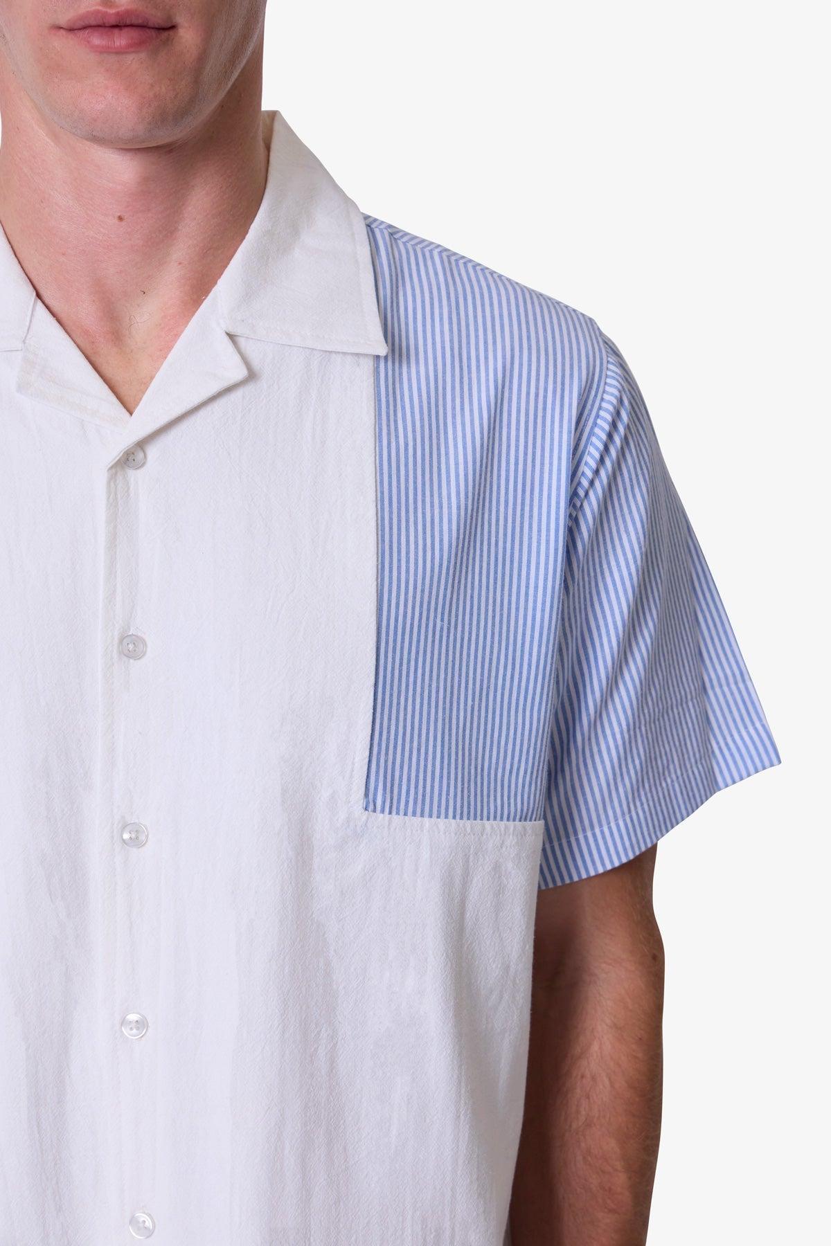 Mixed S/S Button Up Shirt - Blue/White Product Image