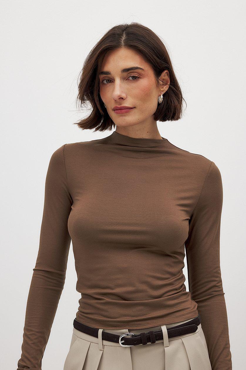 Soft Line Funnel Neck Long Sleeve Top Product Image