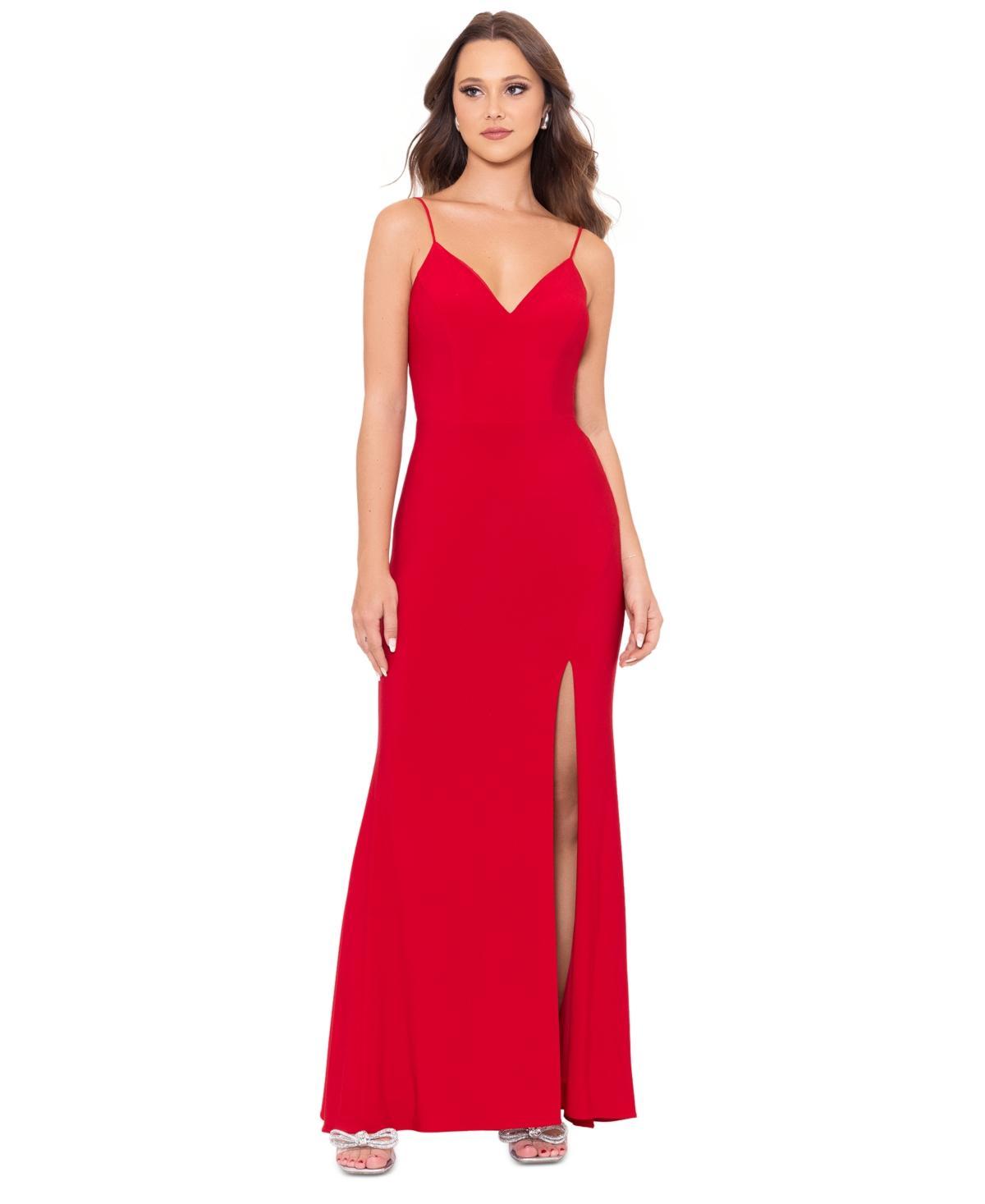 XSCAPE Long V Ity Low Knot Back Women's Dress Product Image