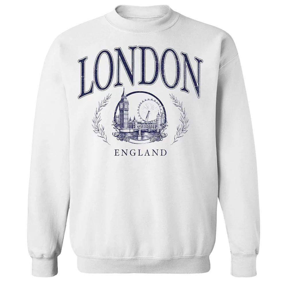 Juniors London Blue Graphic Fleece Sweatshirt, Womens Product Image