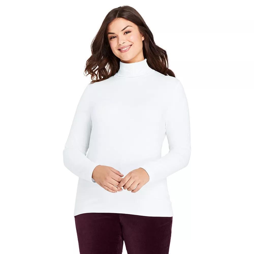 Plus Size Lands' End Lightweight Fitted Long Sleeve Turtleneck, Women's, Size: 1XL, White Product Image
