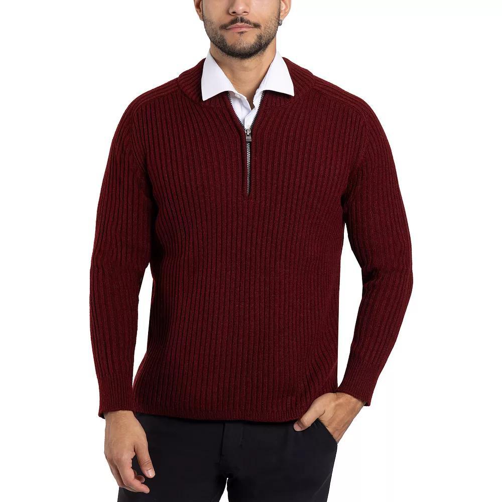 Men's Xray Ribbed Quarter-Zip Sweater, Size: Large, Black Product Image