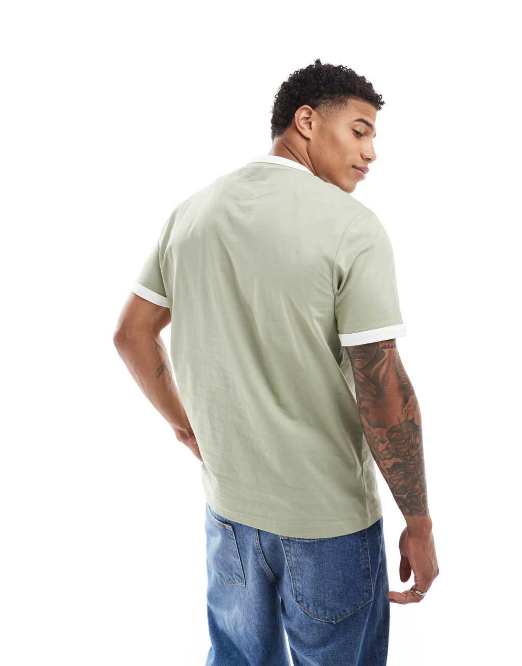 Farah ringer short sleeve T-shirt in green Product Image