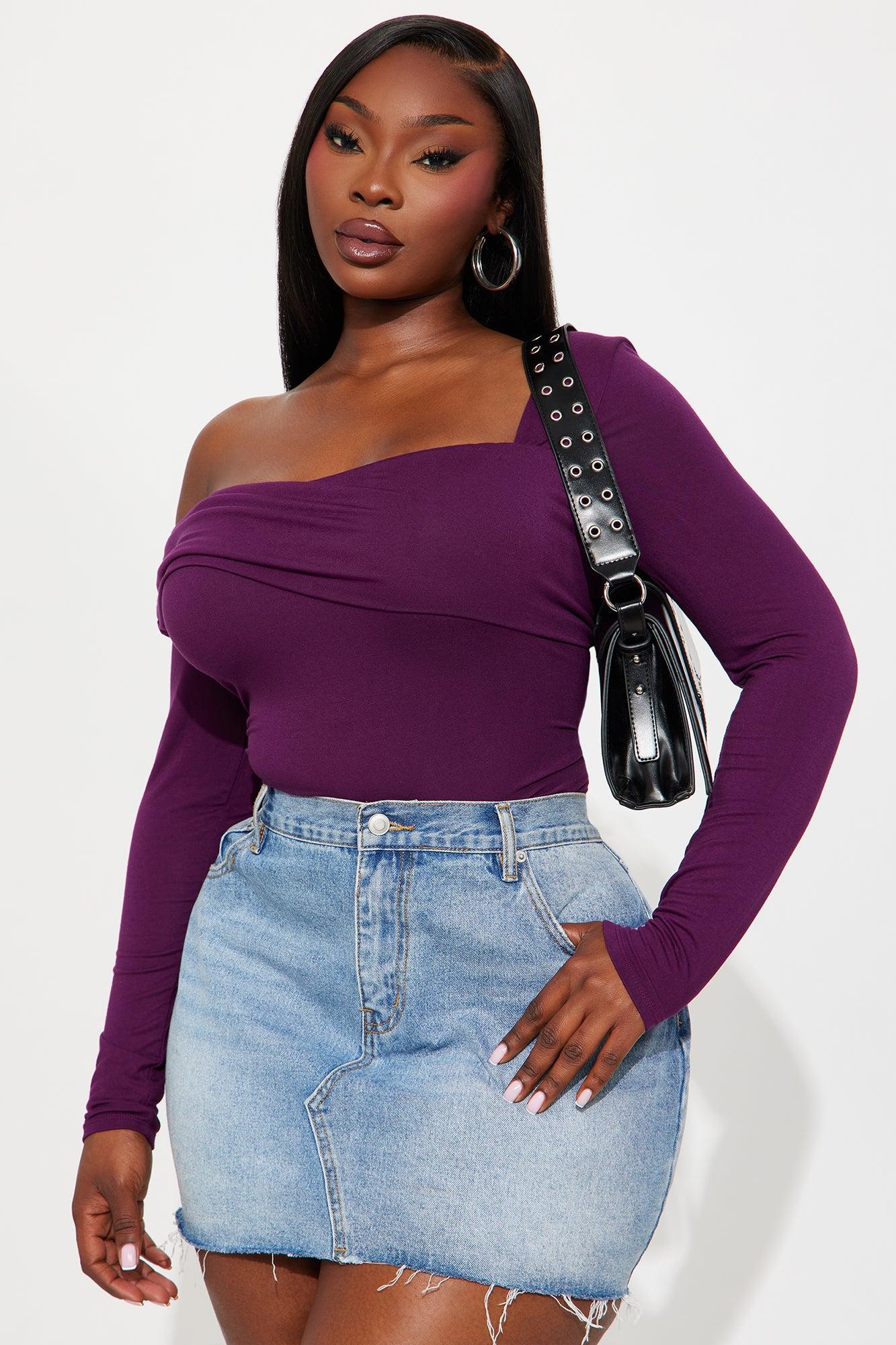 Gia One Shoulder Bodysuit - Plum Product Image