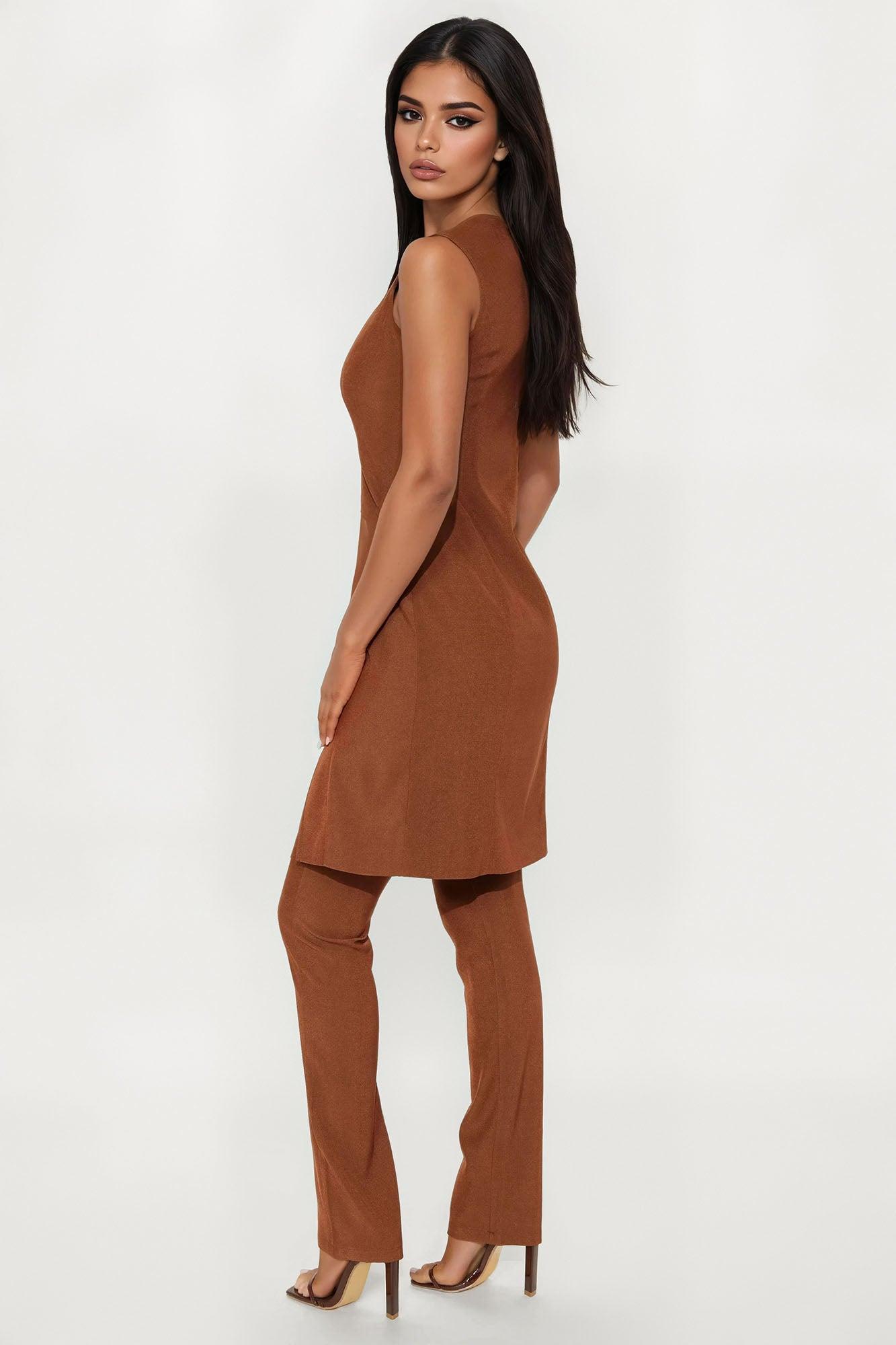 Addison Vest Pant Set - Chocolate Product Image
