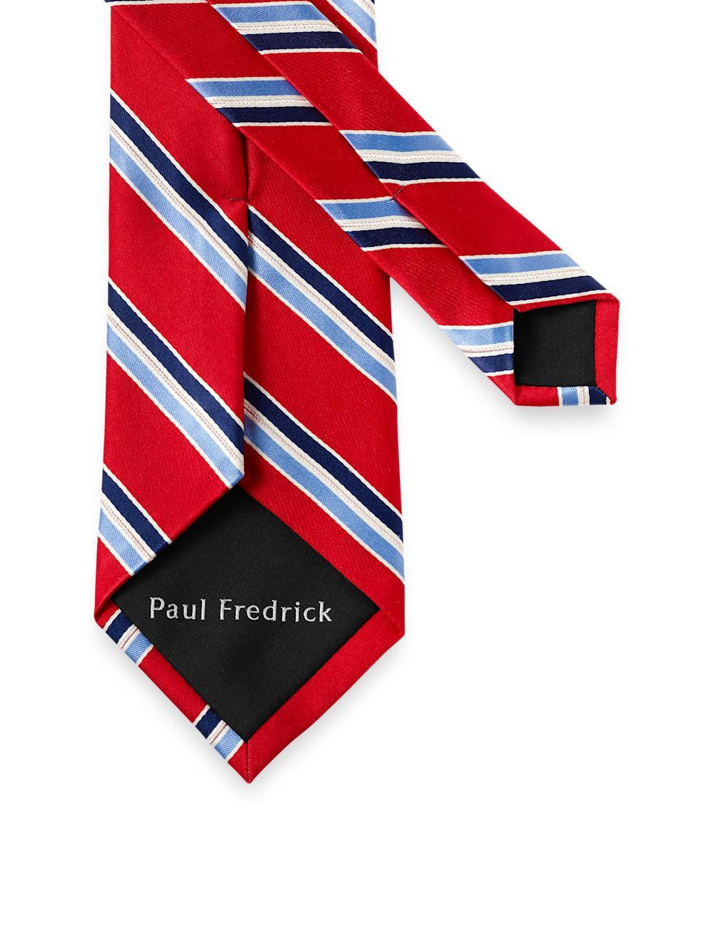 Stripe Woven Silk Tie - Red/blue Product Image