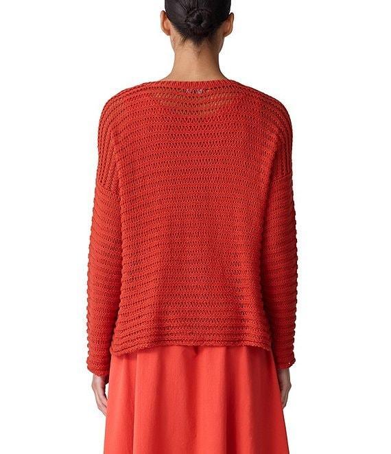 Eileen Fisher Organic Cotton Knit Crew Neck Long Sleeve Sweater Product Image