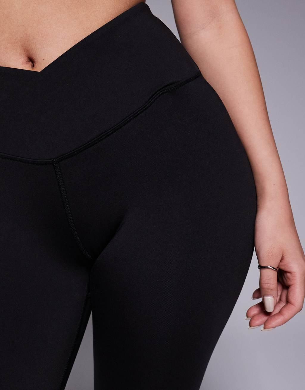 4505 Hourglass soft touch wrap waist yoga leggings in black  Product Image