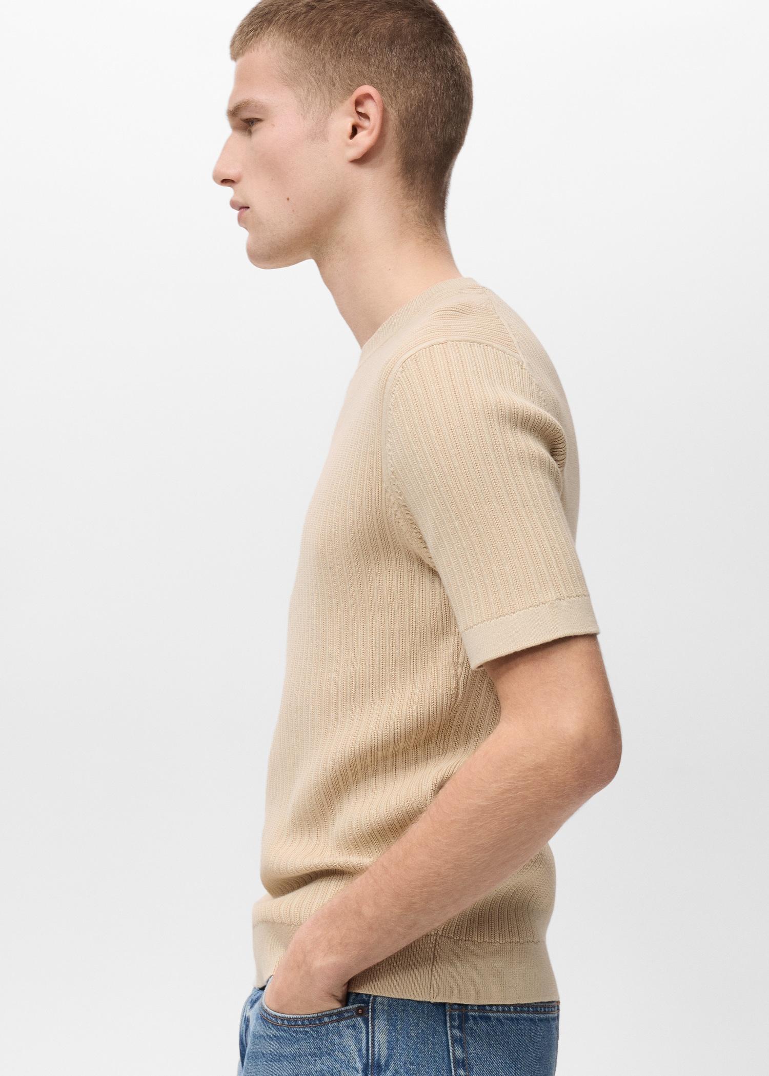 Braided cotton knitted T-shirt - Men | MANGO USA Product Image