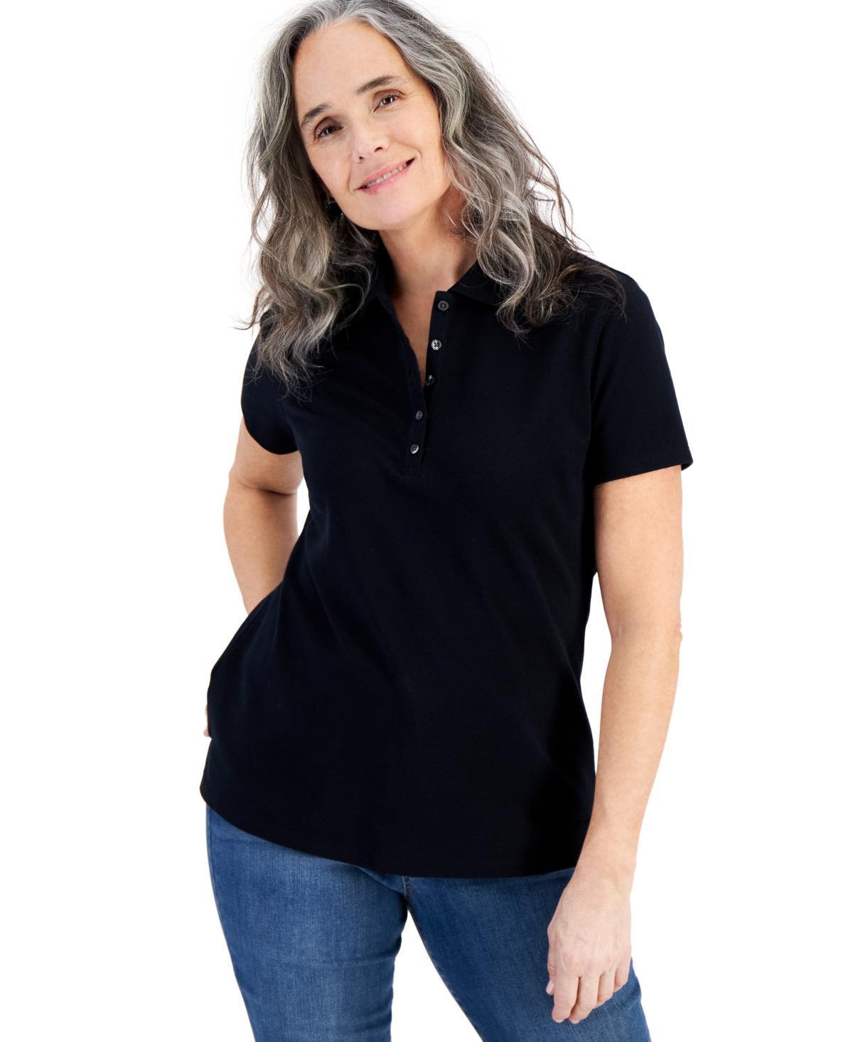 Style & Co Womens Short-Sleeve Cotton Polo Shirt, Created for Macys Product Image