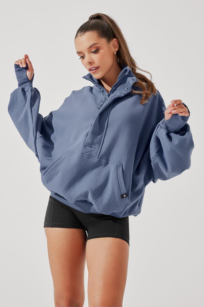 Ooey Gooey Half Zip Sweater - Turquoise Product Image