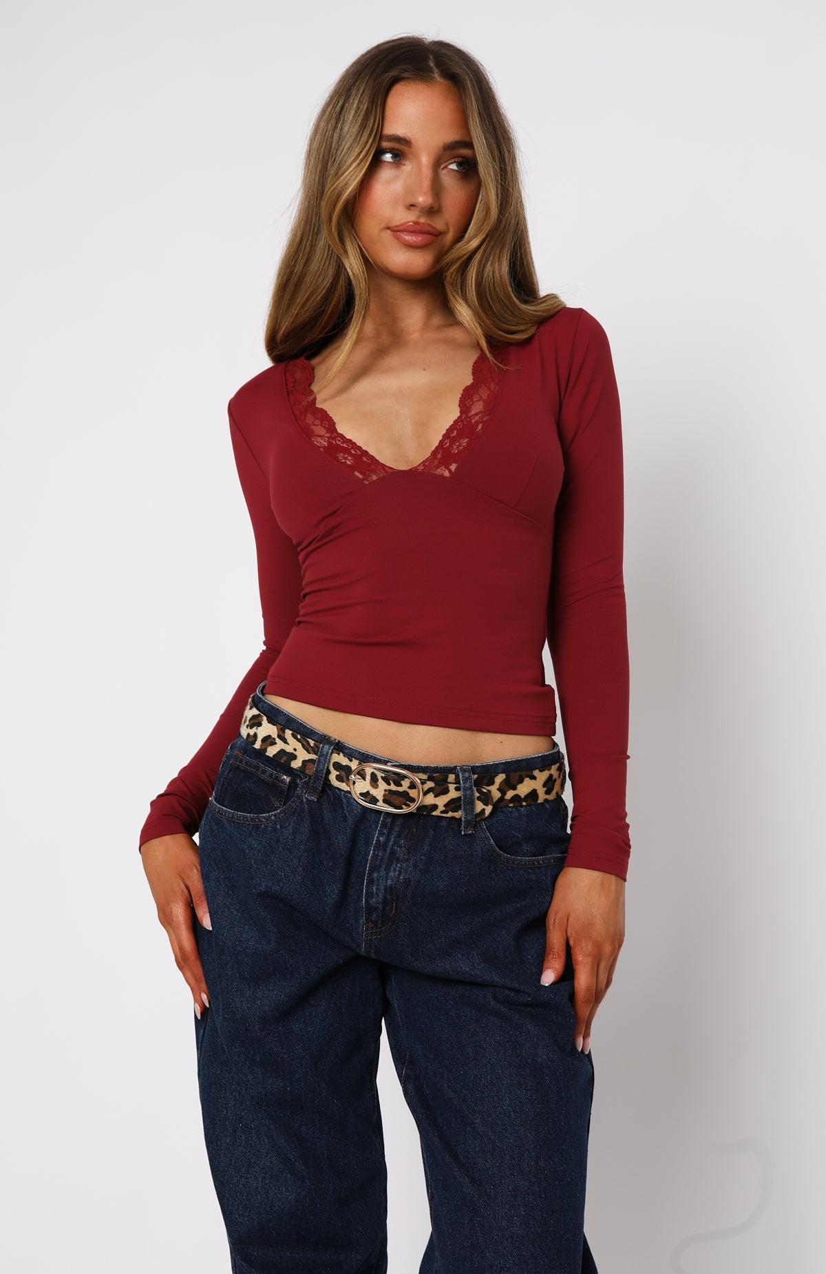 Knew That All Along Long Sleeve Top Wine Product Image