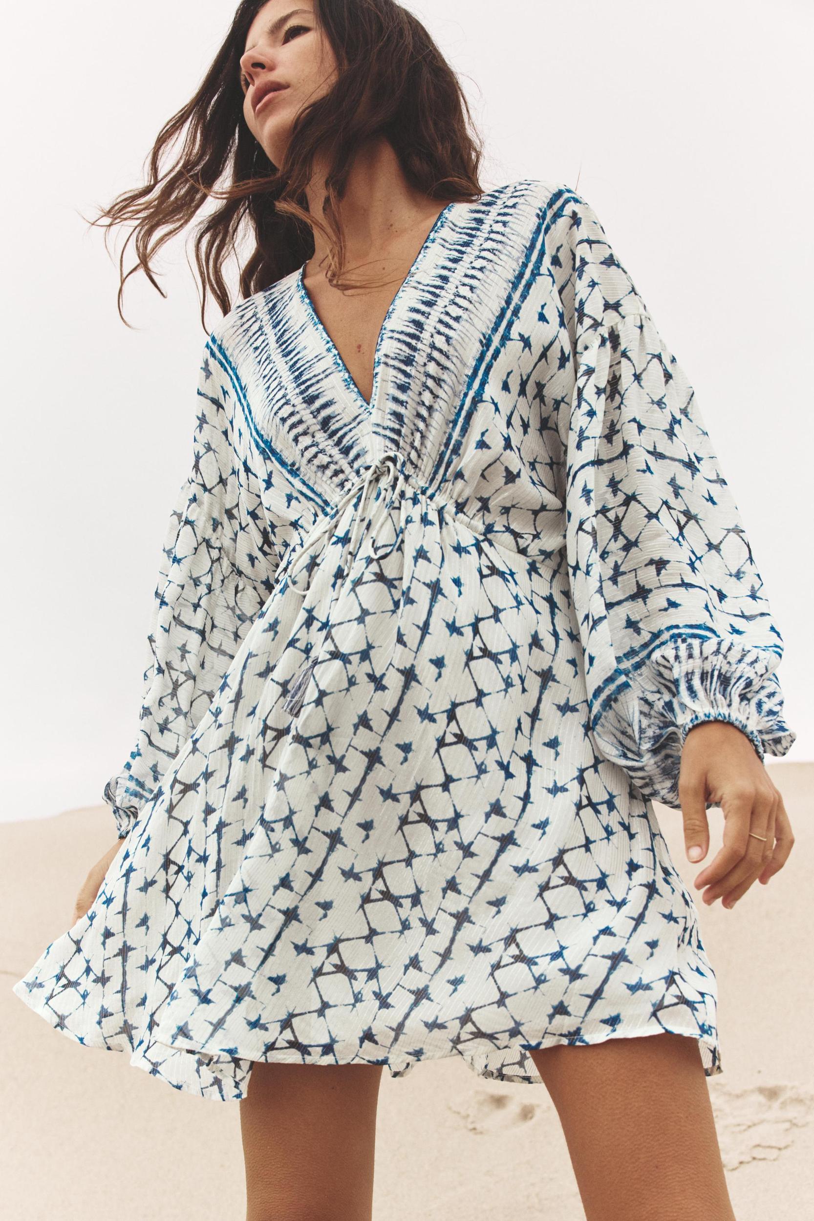 METALLIC THREAD PRINT DRESS Product Image