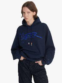 JW ANDERSON X QUEER HOODIE WITH TEXT PRINT in blue | JW Anderson US  Product Image