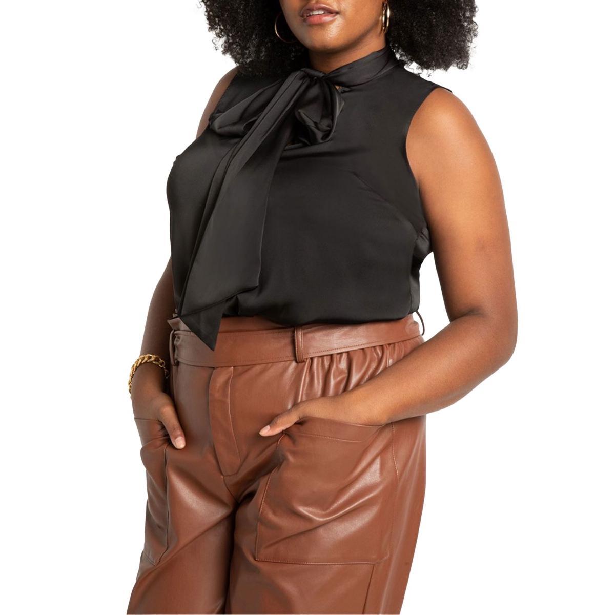 Eloquii Womens Sleeveless Satin Bow Blouse Product Image