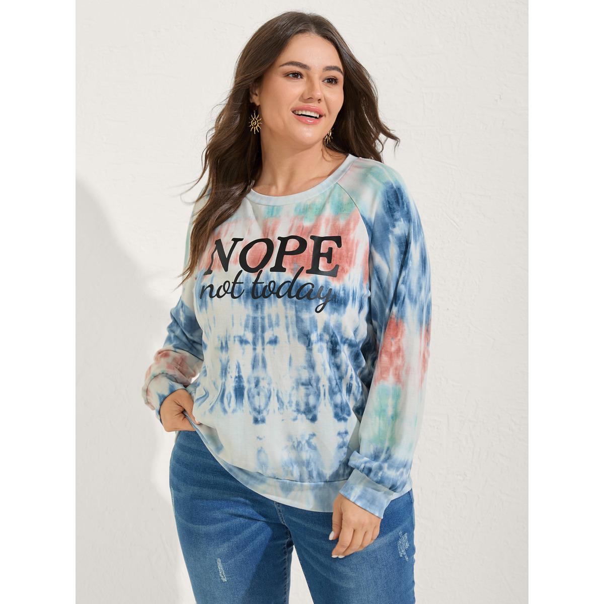 Plus Size Tie-Dye Ombre Gradient Print Sweatshirt Women Multicolor Round Neck Vacation Sweatshirts BloomChic 26/4X Product Image