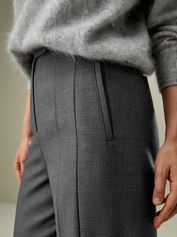 Wool Silk Blend Straight Pants Product Image