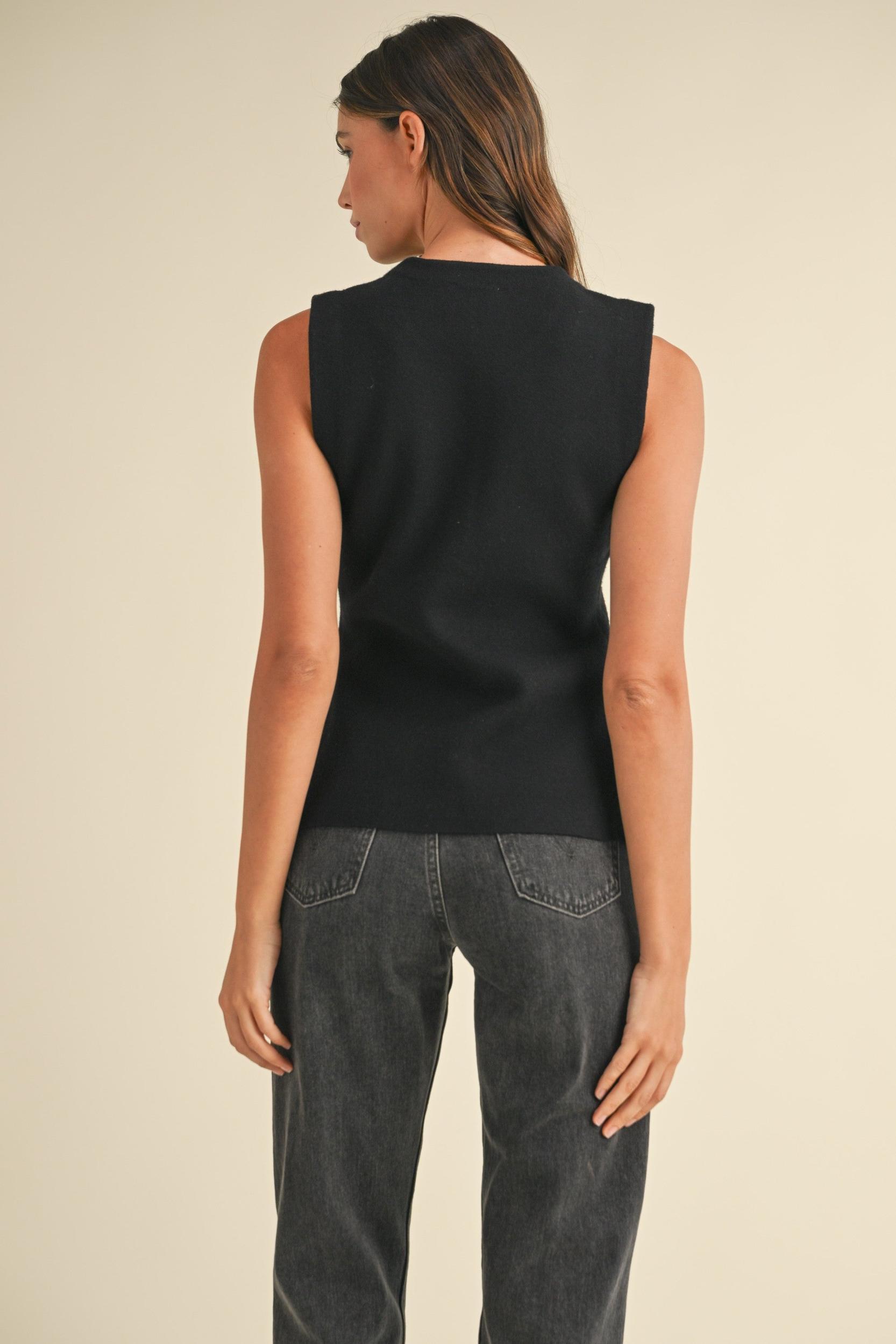 Jewel Button Down Sweater Vest Product Image