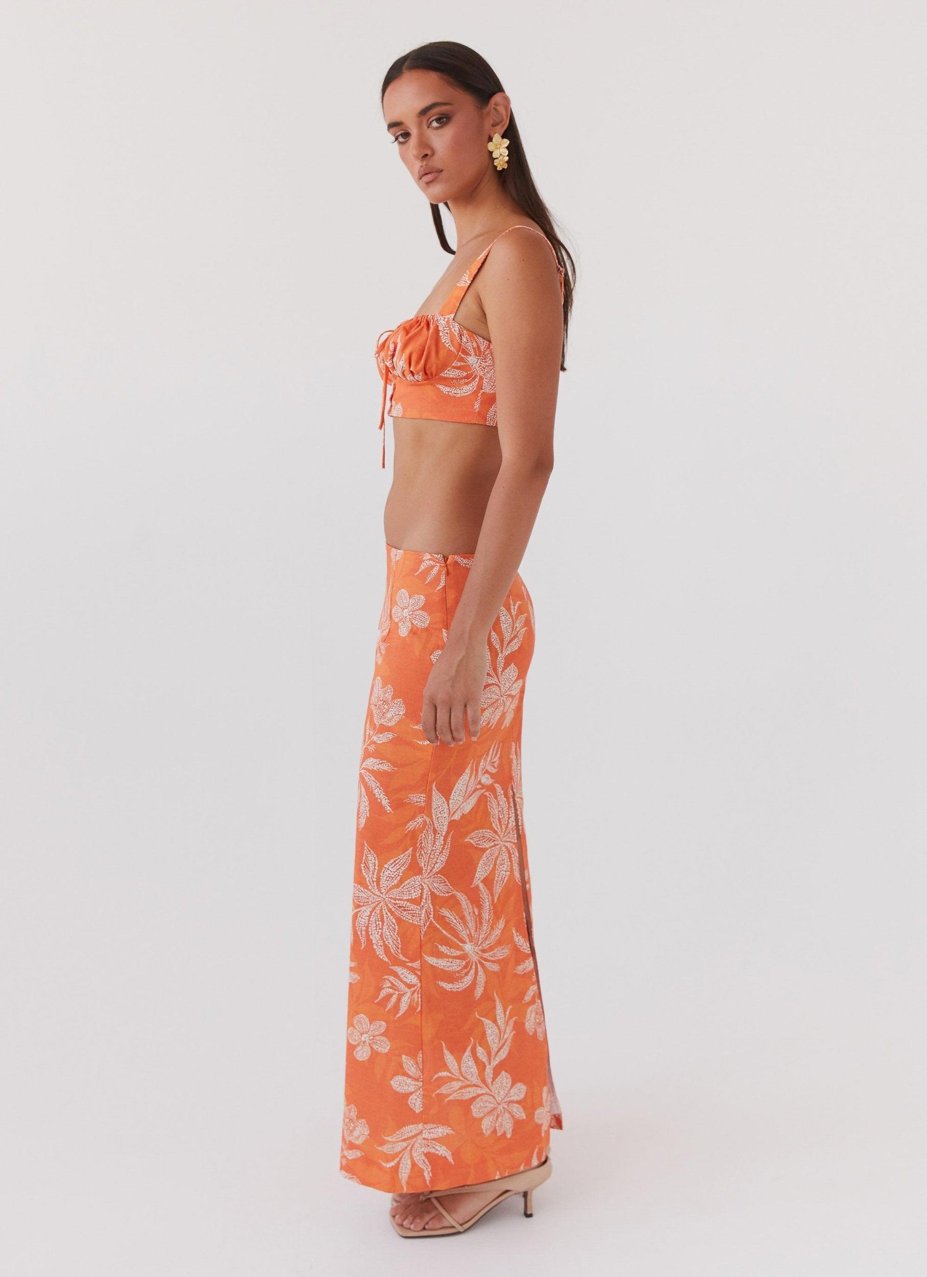 Born For Bordeaux Linen Skirt - Tropic Sunset Product Image
