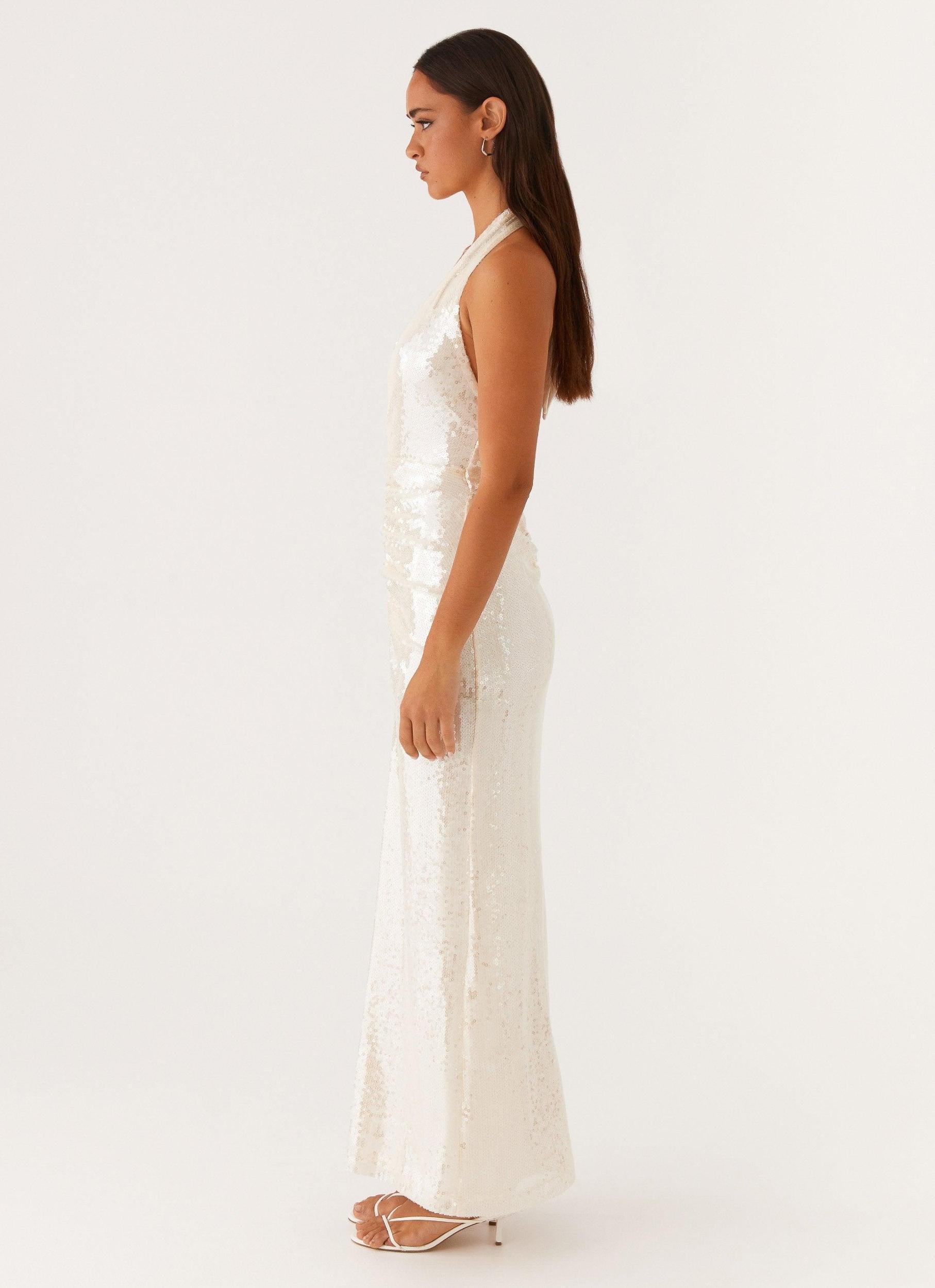 Whisked Away Halterneck Maxi Dress - White Product Image