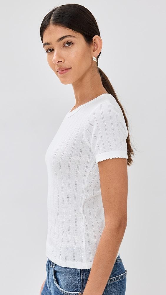 Womens Pointelle Crewneck T-Shirt Product Image