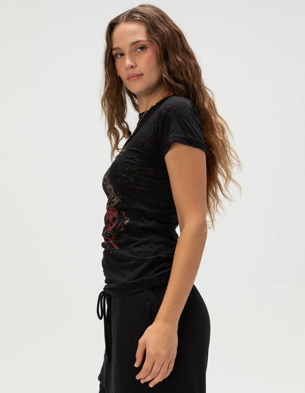 SULLEN Skull Leopard Womens Baby Tee - BLACK Product Image