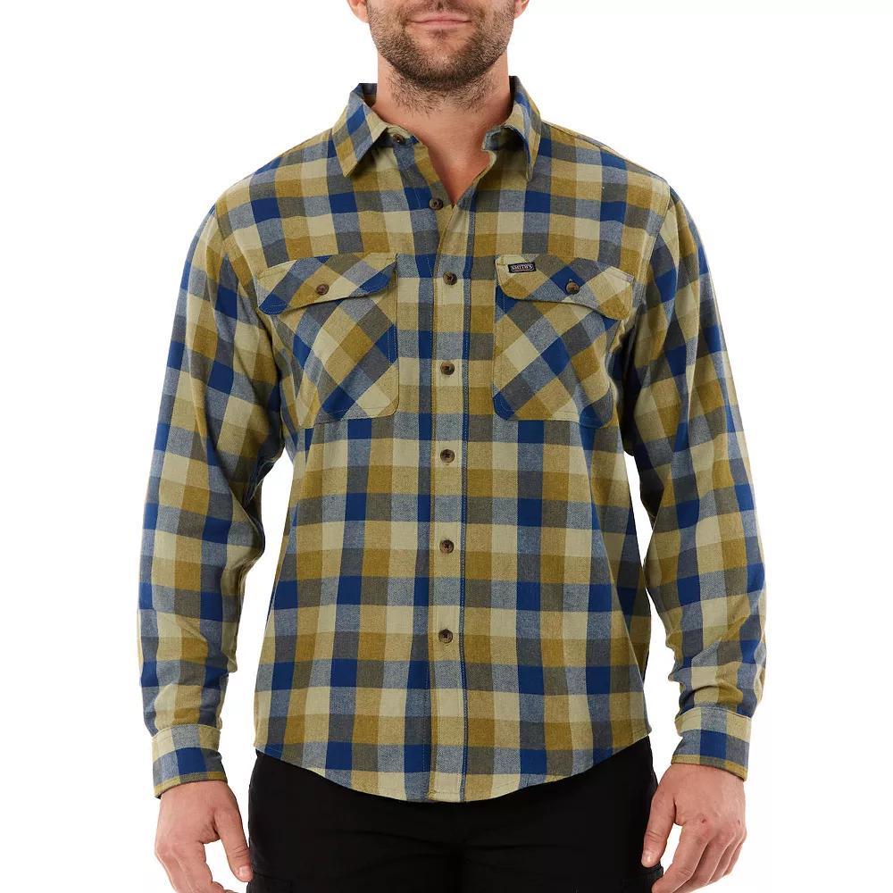 Mens Smiths Workwear Regular-Fit Buffalo Plaid Two-Pocket Flannel Button-Down Shirt Grey Ivy Blue Product Image