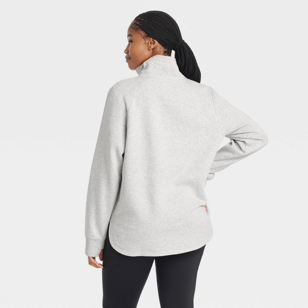Women's Fleece 1/2 Zip Legging Friendly Pullover Sweatshirt - All In Motion™ Heathered Gray XL Product Image