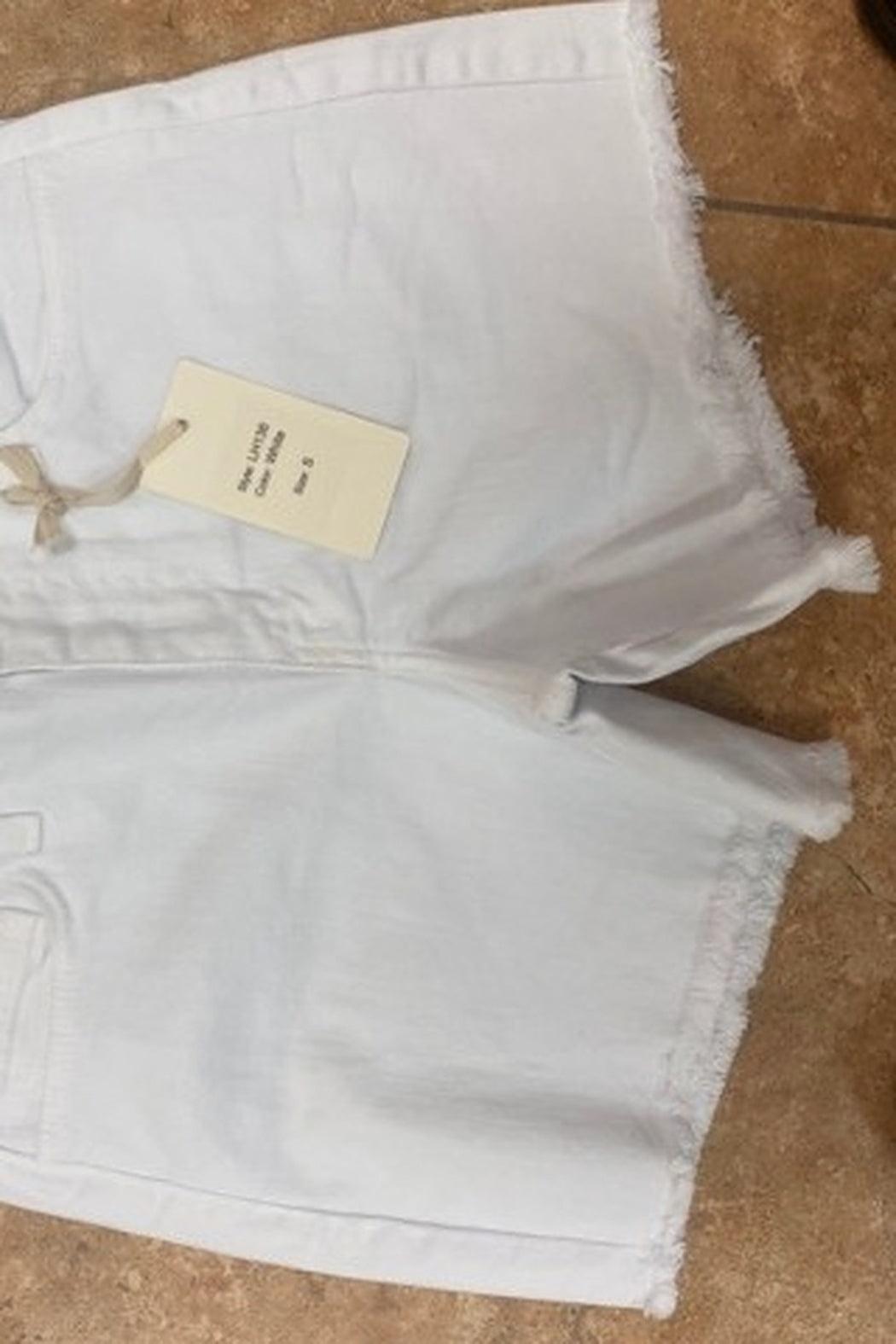 Basic Denim Shorts with Unfinished Hem Product Image