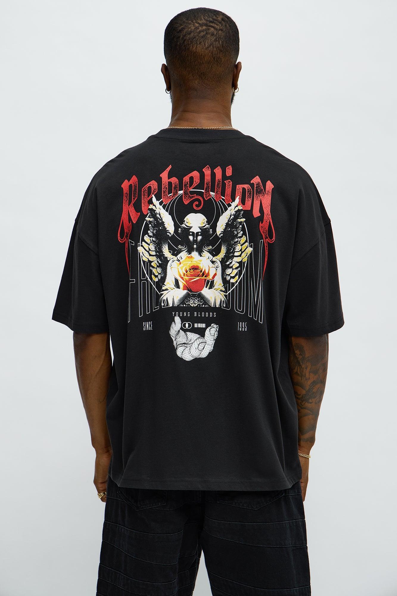 Rebellion Freedom Oversized Short Sleeve Tee - Black Product Image