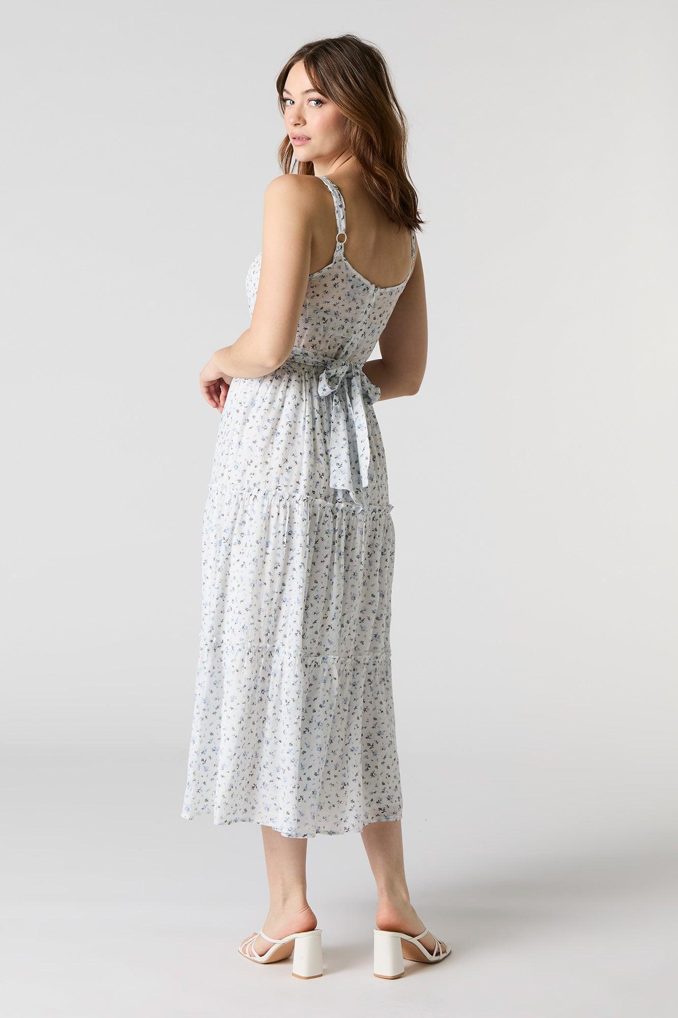 Tie Waist Tiered Midi Dress Female Product Image