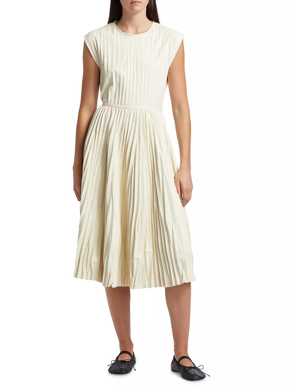 Womens Rosalyn Pleated Faux-Leather Midi-Skirt Product Image